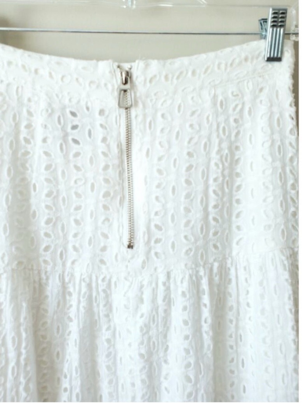 Hello Molly White Eyelet Split Maxi Skirt S Country Boho Shabby Chic Cottage
